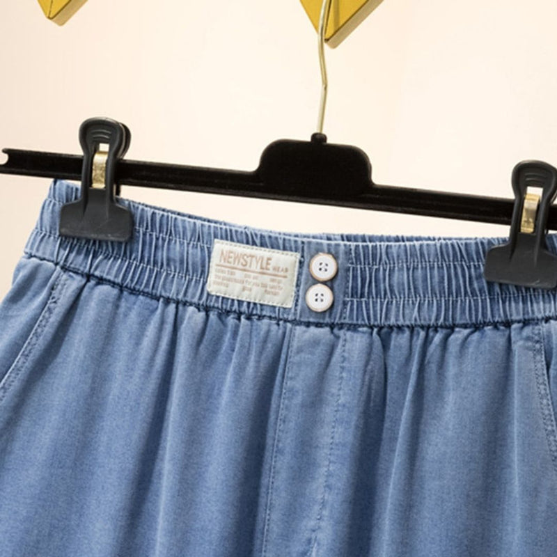 Calça Jeans Feminina Em Seda Gelo